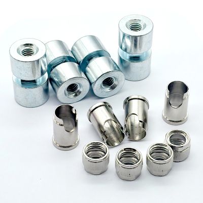 Custom Zinc Plated Steel Hex Coupling Nuts | Blue-White Zinc Threaded Connectors for Machinery & Fasteners