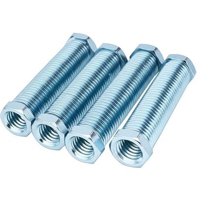 Custom Zinc Plated Steel Hex Coupling Nuts | Blue-White Zinc Threaded Connectors for Machinery & Fasteners