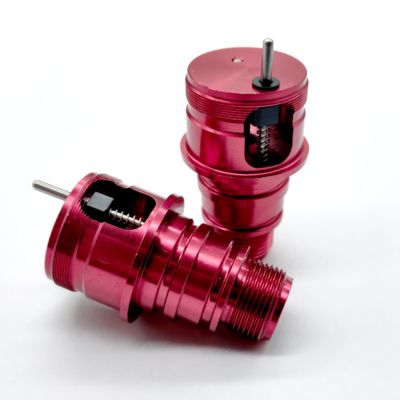 CNC Machined Aluminum Air Valve with Spring and Pin – Red Anodized Shock Absorber Pressure Relief Valve
