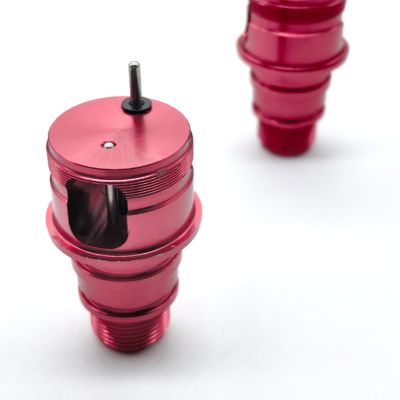 CNC Machined Aluminum Air Valve with Spring and Pin – Red Anodized Shock Absorber Pressure Relief Valve