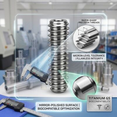 CNC Turned Titanium Grade 5 Ti-6Al-4V Medical Implant Screw with Biocompatible Mirror Polish