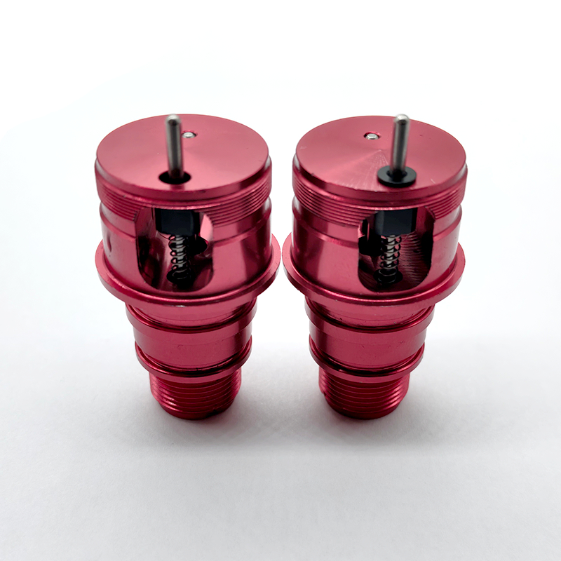 CNC Machined Aluminum Air Valve with Spring and Pin – Red Anodized Shock Absorber Pressure Relief Valve