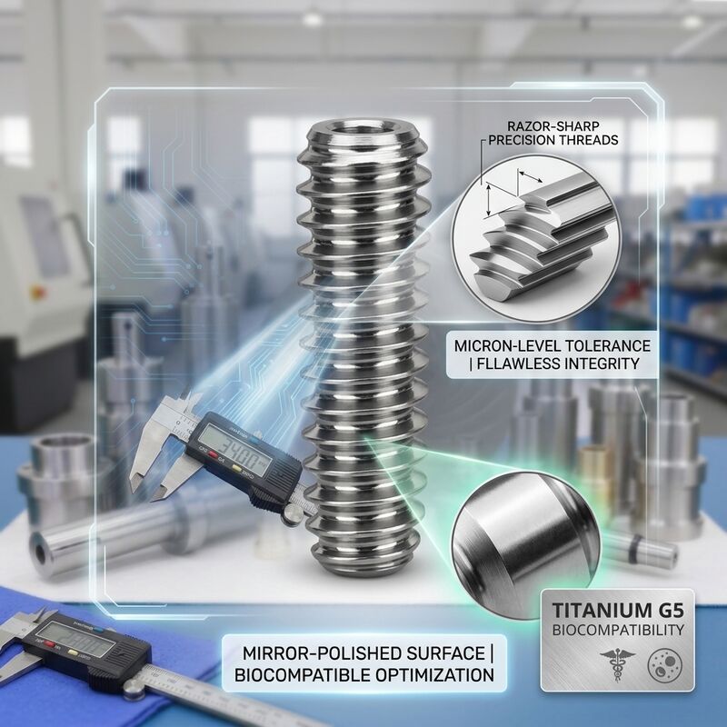 CNC Turned Titanium Grade 5 Ti-6Al-4V Medical Implant Screw with Biocompatible Mirror Polish