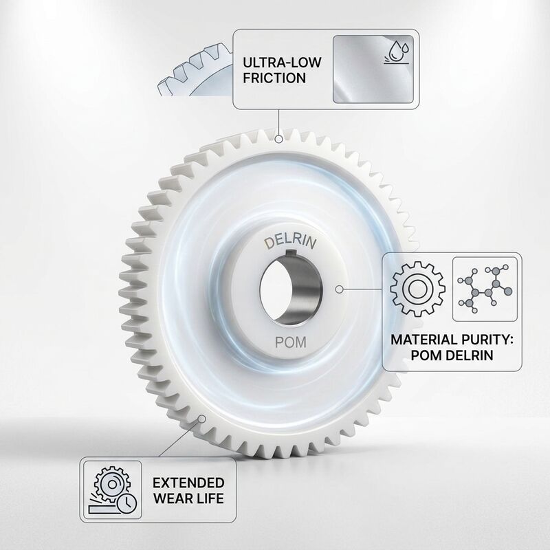 Custom CNC Turning POM Delrin Precision Gear Wheel Self-Lubricating Food Machinery FDA Compliant