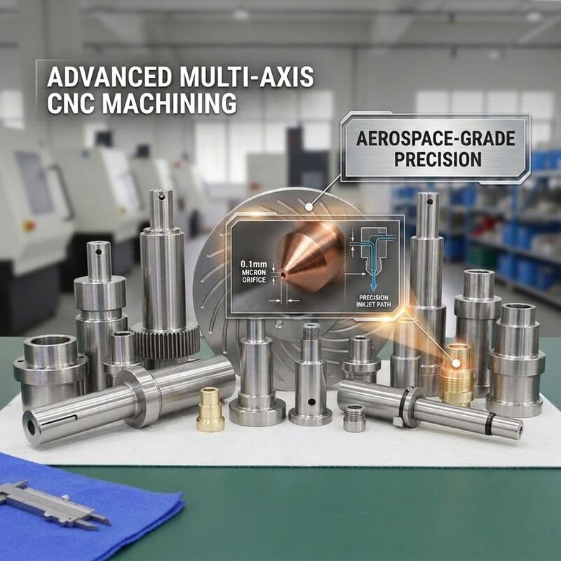 CNC Swiss Type Machined Copper Precision Nozzle 0.1mm Orifice for Inkjet Printing Industrial Applications